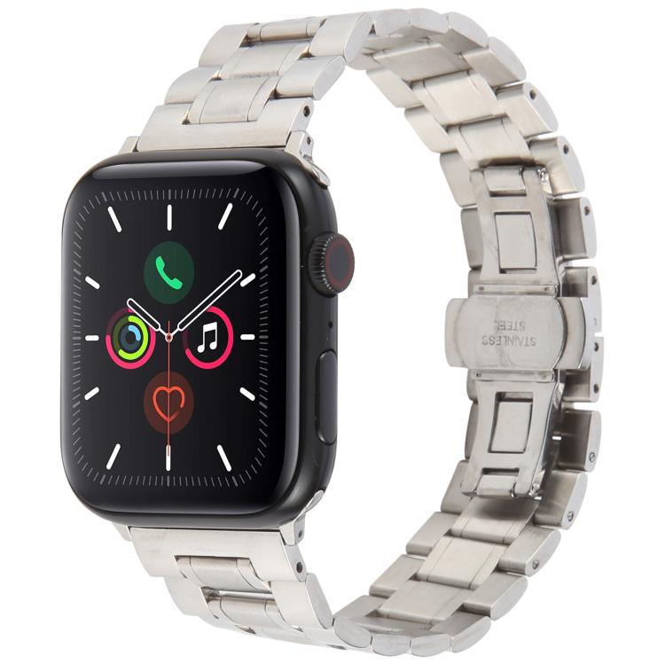 Butterfly Buckle New Five Beads Stainless Steel Watch Band, For Apple Watch 46mm / 49mm / 45mm / 44mm, For Apple Watch 42mm / 41mm / 40mm / 38mm