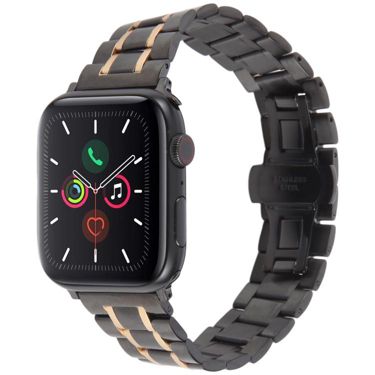 Butterfly Buckle New Five Beads Stainless Steel Watch Band, For Apple Watch 46mm / 49mm / 45mm / 44mm, For Apple Watch 42mm / 41mm / 40mm / 38mm