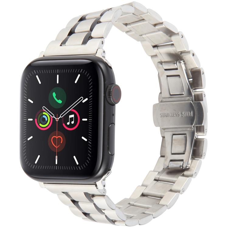 Butterfly Buckle New Five Beads Stainless Steel Watch Band, For Apple Watch 46mm / 49mm / 45mm / 44mm, For Apple Watch 42mm / 41mm / 40mm / 38mm