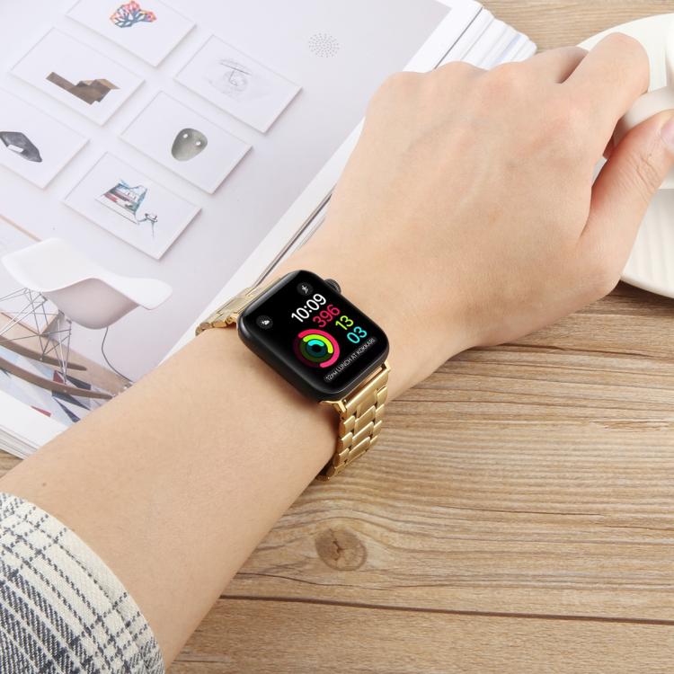 Butterfly Buckle New Five Beads Stainless Steel Watch Band, For Apple Watch 46mm / 49mm / 45mm / 44mm, For Apple Watch 42mm / 41mm / 40mm / 38mm