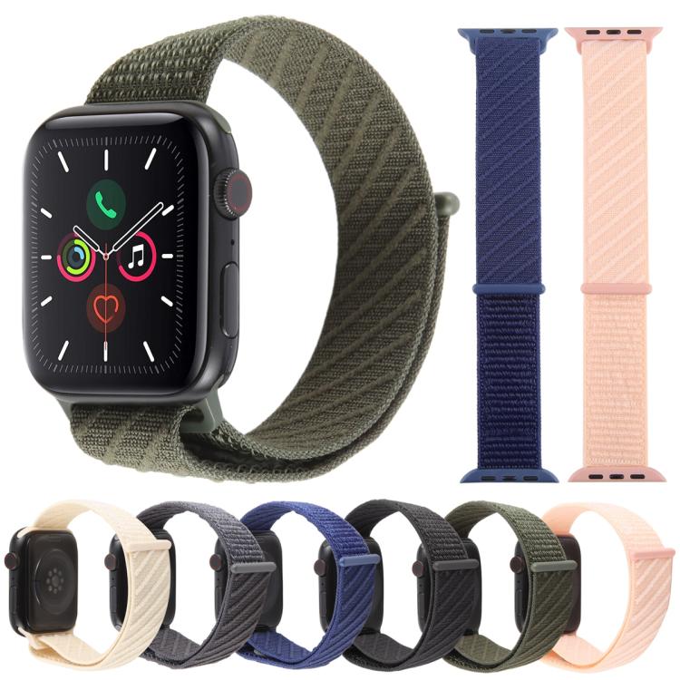 Twill Nylon Loop Hook and Loop Fastener Watch Band, For Apple Watch 46mm / 49mm / 45mm / 44mm, For Apple Watch 42mm / 41mm / 40mm / 38mm