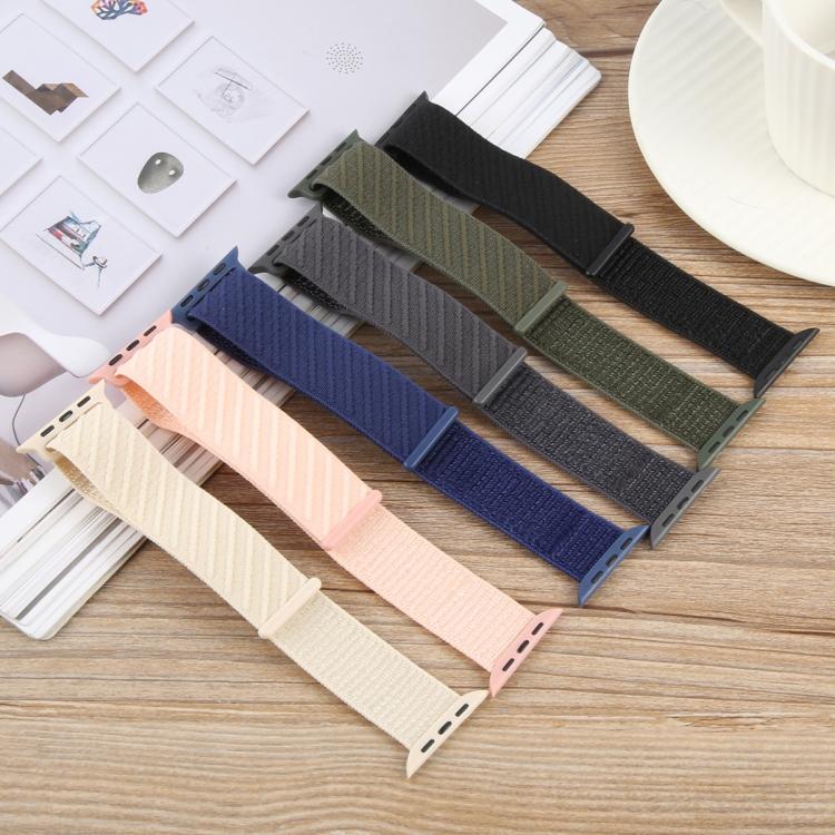 Twill Nylon Loop Hook and Loop Fastener Watch Band, For Apple Watch 46mm / 49mm / 45mm / 44mm, For Apple Watch 42mm / 41mm / 40mm / 38mm