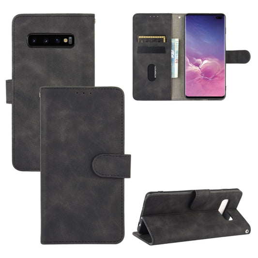 Premium calf texture PU leather Galaxy S10 Plus case with magnetic buckle and card slots