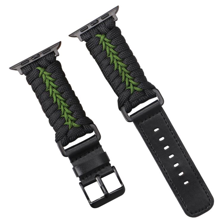 Double Leather Buckle Paracord Nylon Watch Band, For Apple Watch 46mm / 49mm / 45mm / 44mm, For Apple Watch 42mm / 41mm / 40mm / 38mm