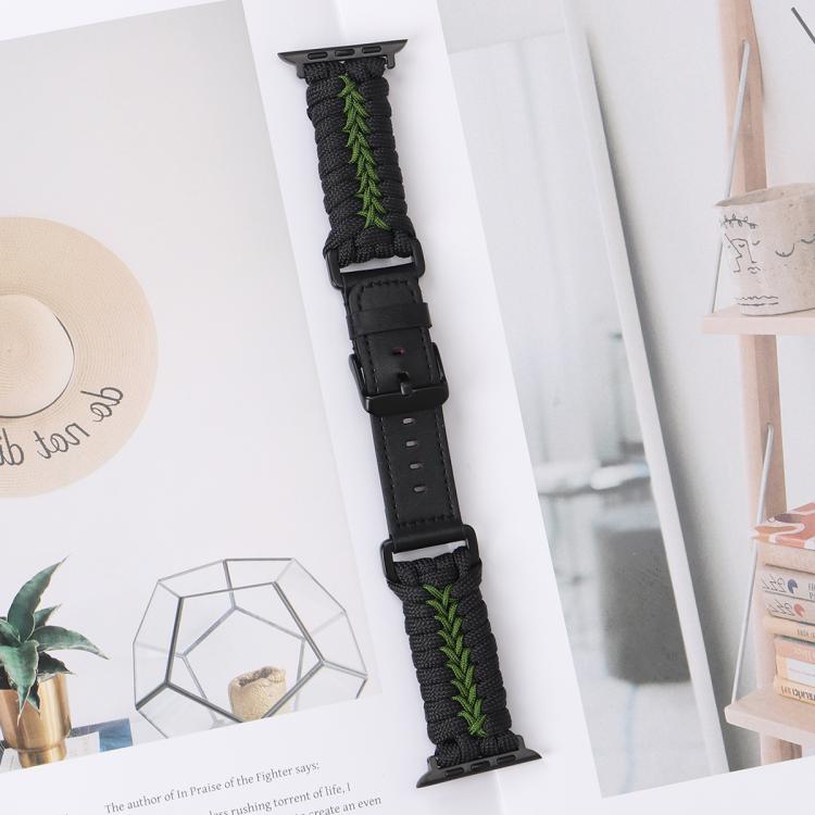 Double Leather Buckle Paracord Nylon Watch Band, For Apple Watch 46mm / 49mm / 45mm / 44mm, For Apple Watch 42mm / 41mm / 40mm / 38mm