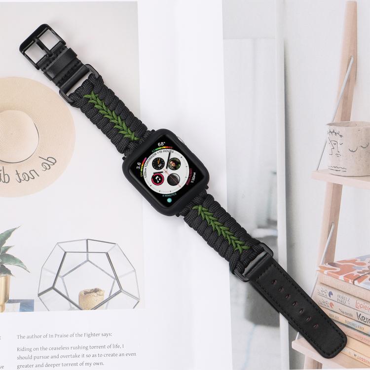 Double Leather Buckle Paracord Nylon Watch Band, For Apple Watch 46mm / 49mm / 45mm / 44mm, For Apple Watch 42mm / 41mm / 40mm / 38mm