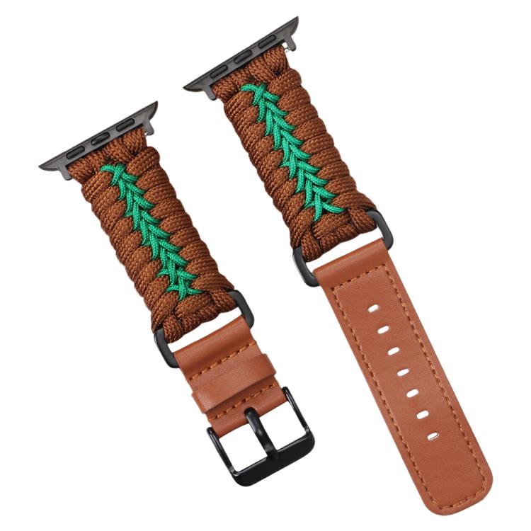 Double Leather Buckle Paracord Nylon Watch Band, For Apple Watch 46mm / 49mm / 45mm / 44mm, For Apple Watch 42mm / 41mm / 40mm / 38mm