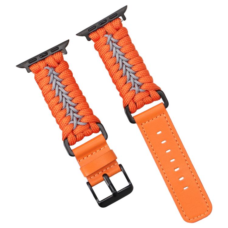 Double Leather Buckle Paracord Nylon Watch Band, For Apple Watch 46mm / 49mm / 45mm / 44mm, For Apple Watch 42mm / 41mm / 40mm / 38mm