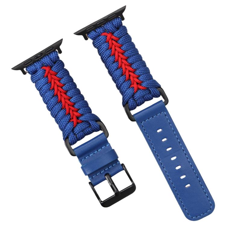 Double Leather Buckle Paracord Nylon Watch Band, For Apple Watch 46mm / 49mm / 45mm / 44mm, For Apple Watch 42mm / 41mm / 40mm / 38mm
