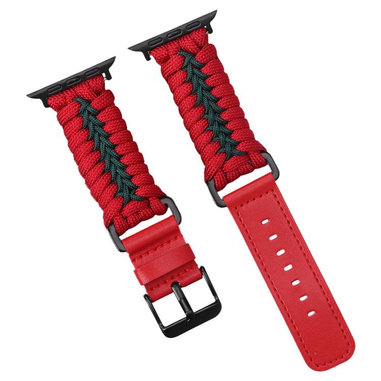 Double Leather Buckle Paracord Nylon Watch Band, For Apple Watch 46mm / 49mm / 45mm / 44mm, For Apple Watch 42mm / 41mm / 40mm / 38mm