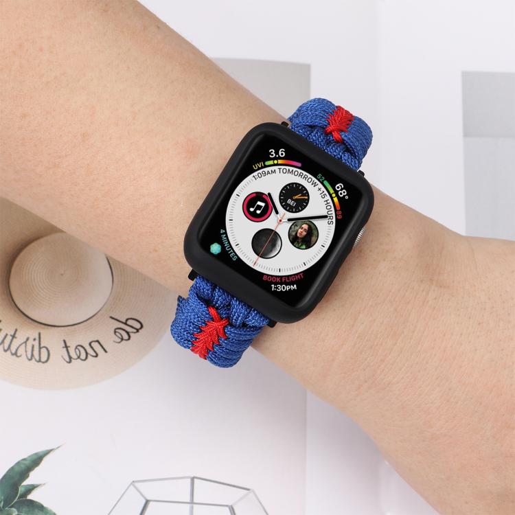 Double Leather Buckle Paracord Nylon Watch Band, For Apple Watch 46mm / 49mm / 45mm / 44mm, For Apple Watch 42mm / 41mm / 40mm / 38mm