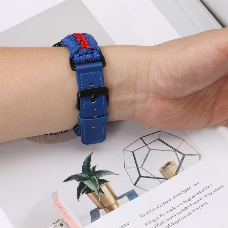 Double Leather Buckle Paracord Nylon Watch Band, For Apple Watch 46mm / 49mm / 45mm / 44mm, For Apple Watch 42mm / 41mm / 40mm / 38mm