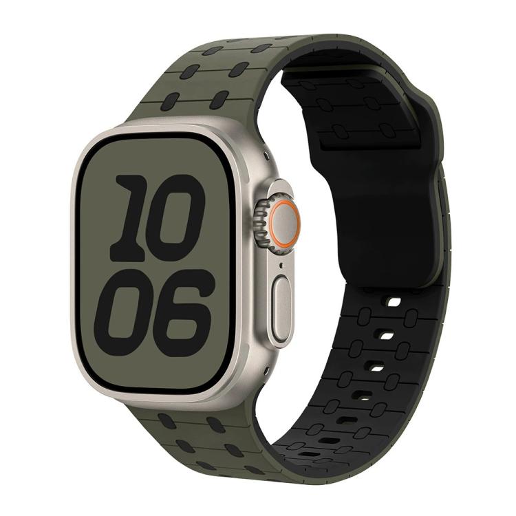 Three-color Reverse Buckle Silicone Watch Band, For Apple Watch 46mm / 49mm / 45mm / 44mm, For Apple Watch 42mm / 41mm / 40mm / 38mm