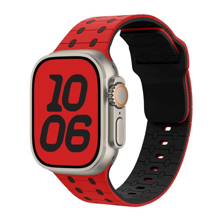 Three-color Reverse Buckle Silicone Watch Band, For Apple Watch 46mm / 49mm / 45mm / 44mm, For Apple Watch 42mm / 41mm / 40mm / 38mm