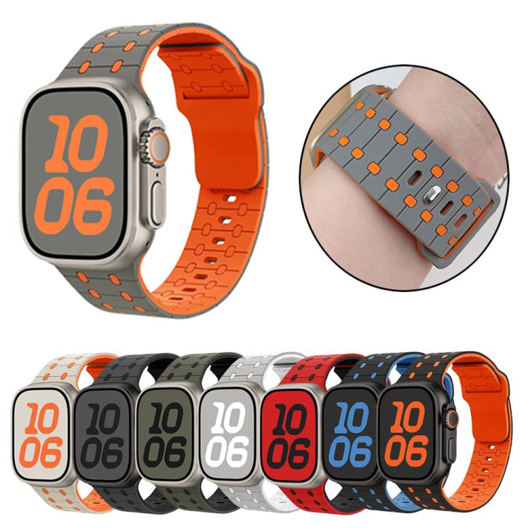 Three-color Reverse Buckle Silicone Watch Band, For Apple Watch 46mm / 49mm / 45mm / 44mm, For Apple Watch 42mm / 41mm / 40mm / 38mm