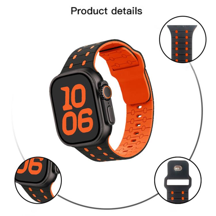 Three-color Reverse Buckle Silicone Watch Band, For Apple Watch 46mm / 49mm / 45mm / 44mm, For Apple Watch 42mm / 41mm / 40mm / 38mm