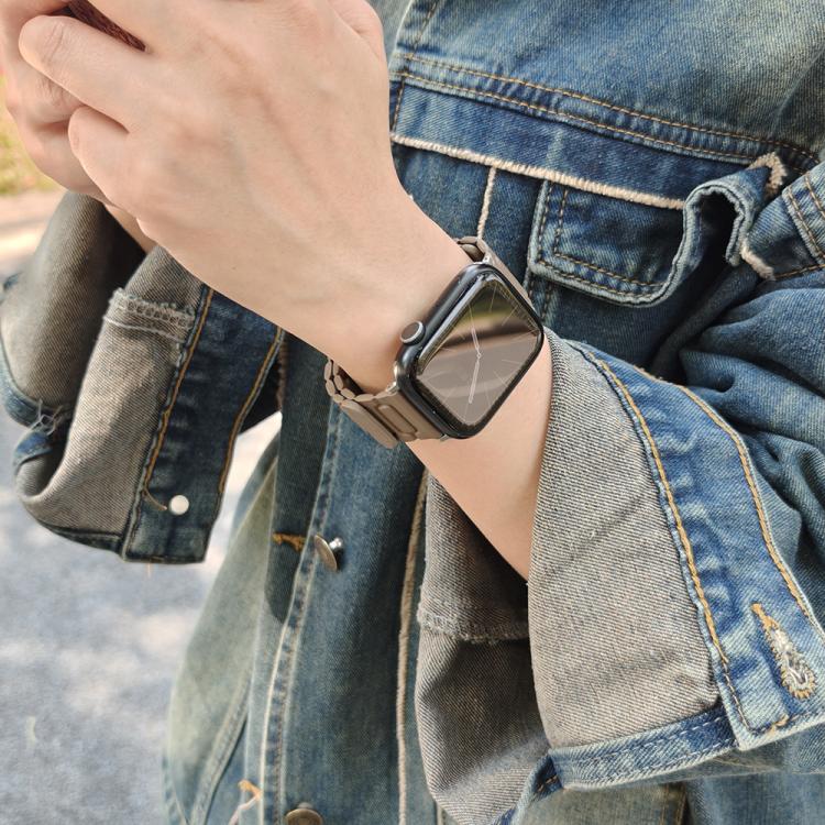 I-shaped Three-piece Leather Magnetic Watch Band, For Apple Watch 46mm / 49mm / 45mm / 44mm, For Apple Watch 42mm / 41mm / 40mm / 38mm