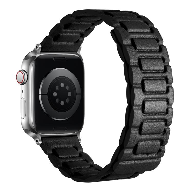 I-shaped Three-piece Leather Magnetic Watch Band, For Apple Watch 46mm / 49mm / 45mm / 44mm, For Apple Watch 42mm / 41mm / 40mm / 38mm
