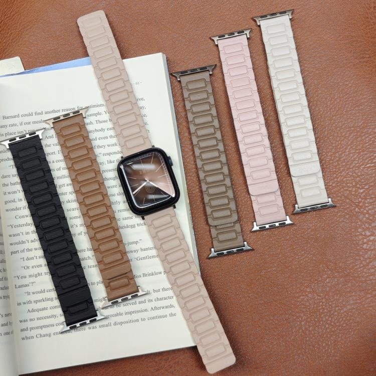 I-shaped Three-piece Leather Magnetic Watch Band, For Apple Watch 46mm / 49mm / 45mm / 44mm, For Apple Watch 42mm / 41mm / 40mm / 38mm