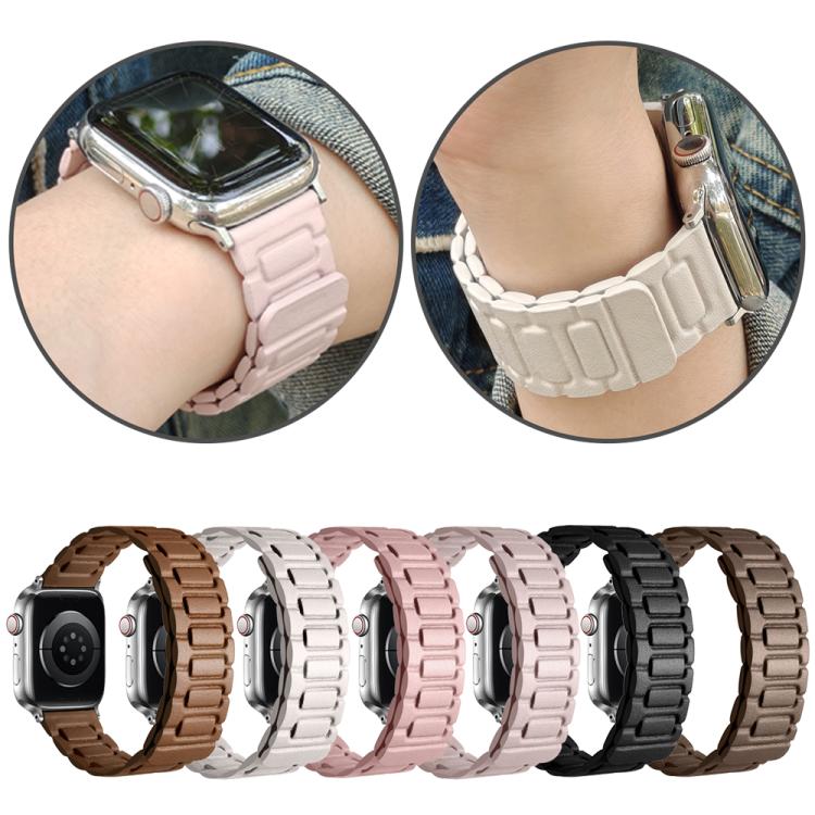I-shaped Three-piece Leather Magnetic Watch Band, For Apple Watch 46mm / 49mm / 45mm / 44mm, For Apple Watch 42mm / 41mm / 40mm / 38mm