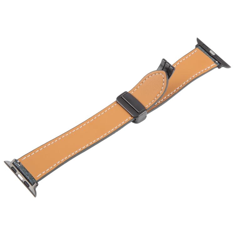 Folding Magnetic Buckle Denim Leather Watch Band, For Apple Watch 46mm / 49mm / 45mm / 44mm, For Apple Watch 42mm / 41mm / 40mm / 38mm