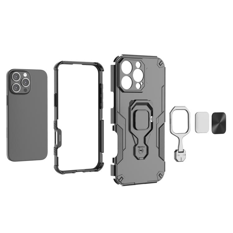 Metal Kickstand TPU Hybrid PC Phone Case, For iPhone 16e, For iPhone 16 Pro Max, For iPhone 16 Pro, For iPhone 16 Plus