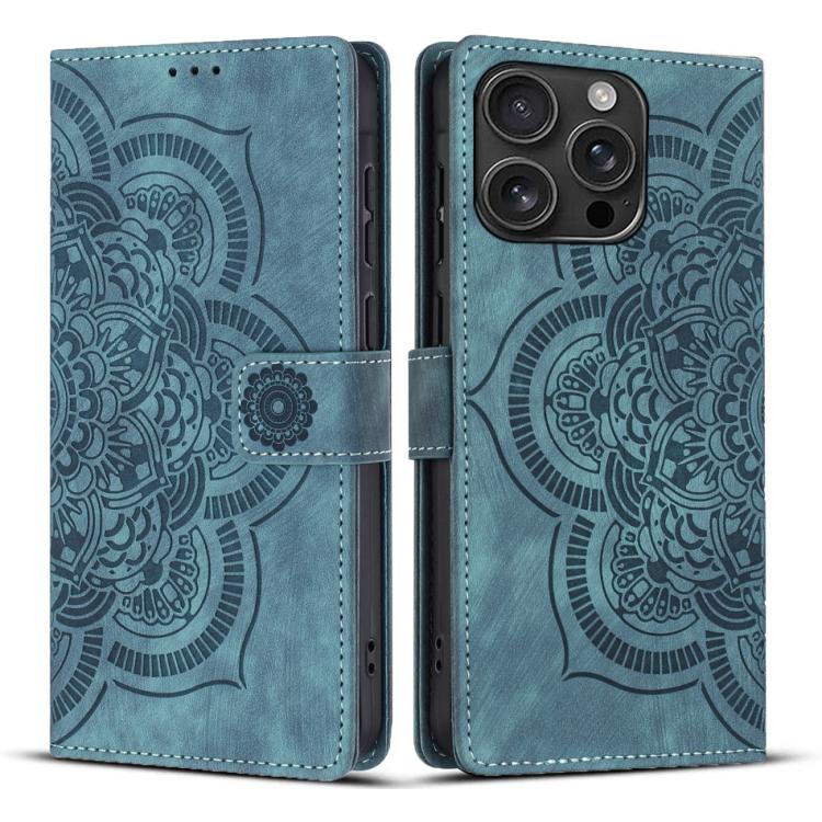 Mandala Embossed Retro Frosted Leather Phone Case, For iPhone 16e, For iPhone 16 Pro Max, For iPhone 16 Pro, For iPhone 16 Plus