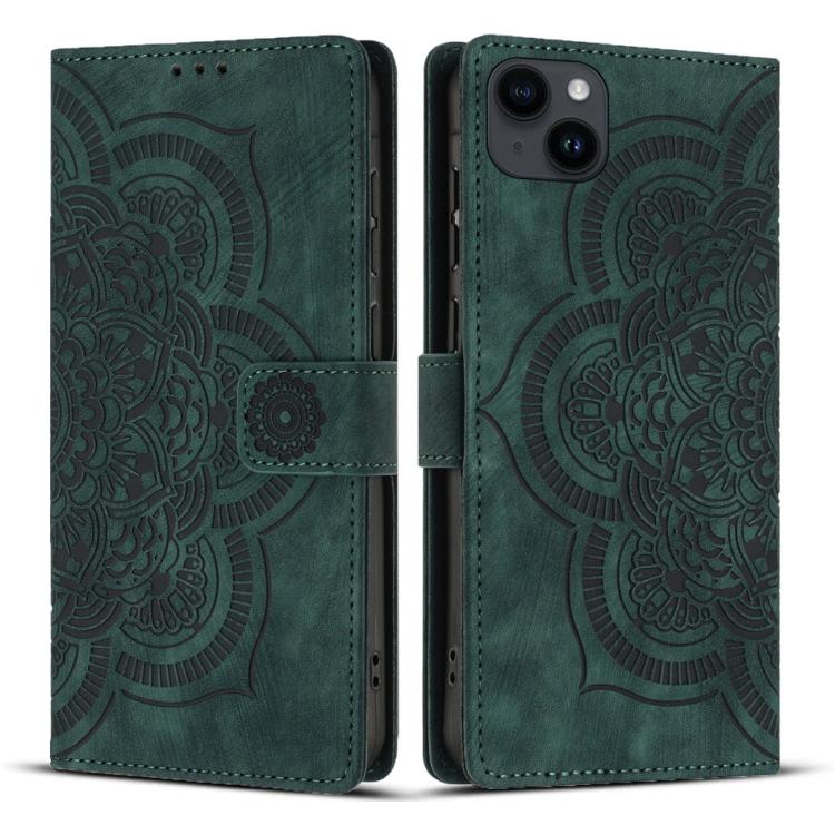 Mandala Embossed Retro Frosted Leather Phone Case, For iPhone 15, For iPhone 14 Plus, For iPhone 14 / 13, For iPhone 14 Pro