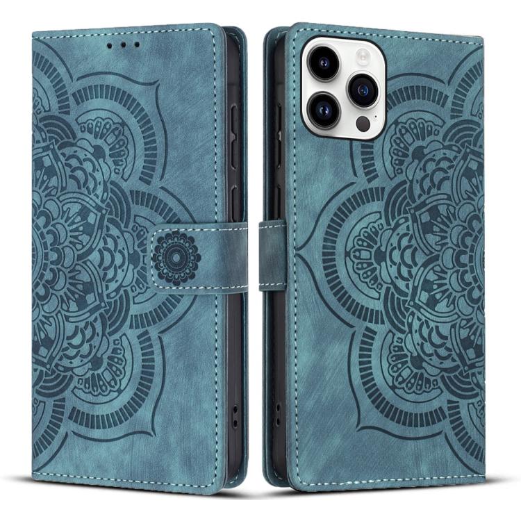 Mandala Embossed Retro Frosted Leather Phone Case, For iPhone 15, For iPhone 14 Plus, For iPhone 14 / 13, For iPhone 14 Pro