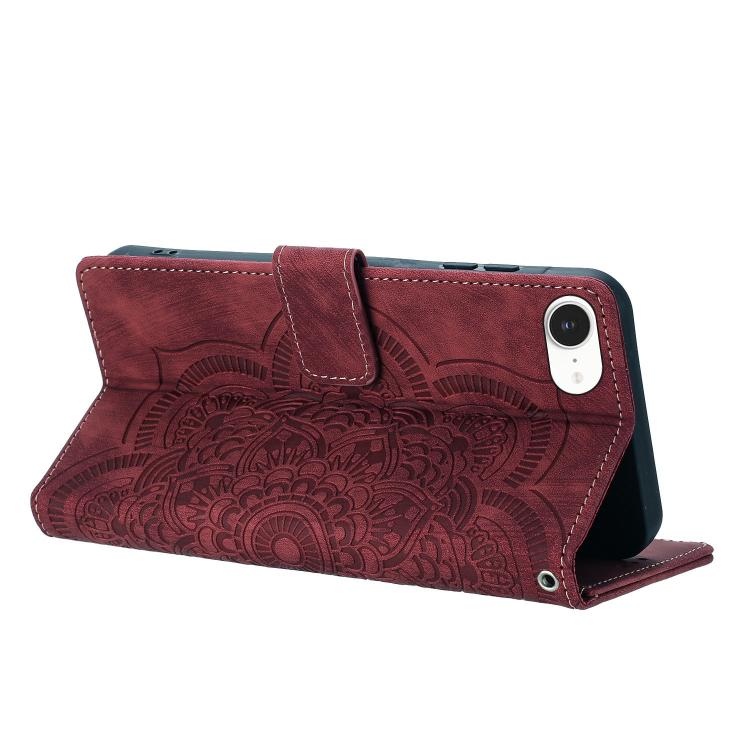 Mandala Embossed Retro Frosted Leather Phone Case, For iPhone 16e, For iPhone 16 Pro Max, For iPhone 16 Pro, For iPhone 16 Plus