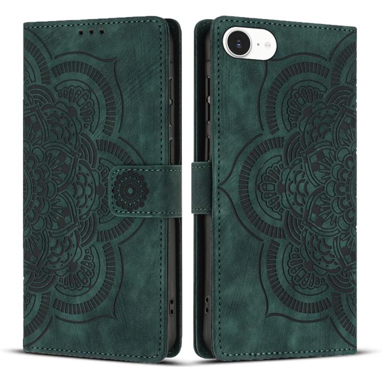 Mandala Embossed Retro Frosted Leather Phone Case, For iPhone 16e, For iPhone 16 Pro Max, For iPhone 16 Pro, For iPhone 16 Plus