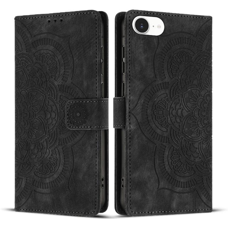 Mandala Embossed Retro Frosted Leather Phone Case, For iPhone 16e, For iPhone 16 Pro Max, For iPhone 16 Pro, For iPhone 16 Plus