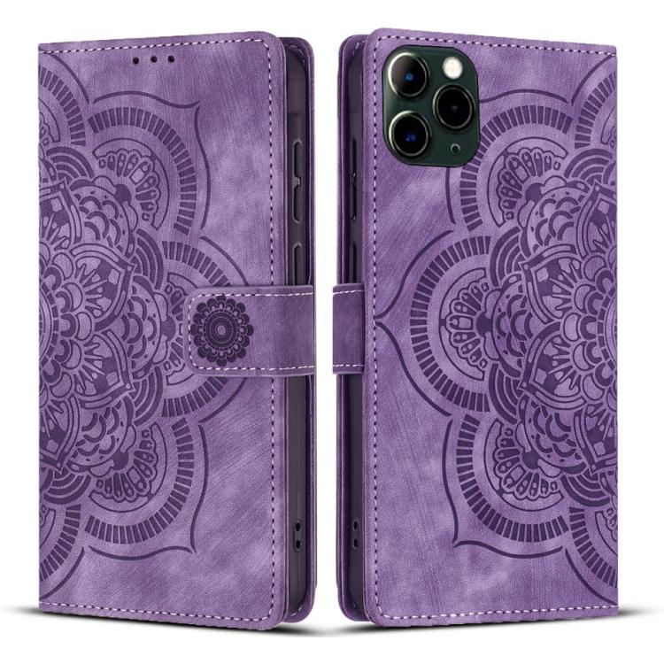 Mandala Embossed Retro Frosted Leather Phone Case, For iPhone 11, For iPhone 11 Pro, For iPhone X / XS, For iPhone XR