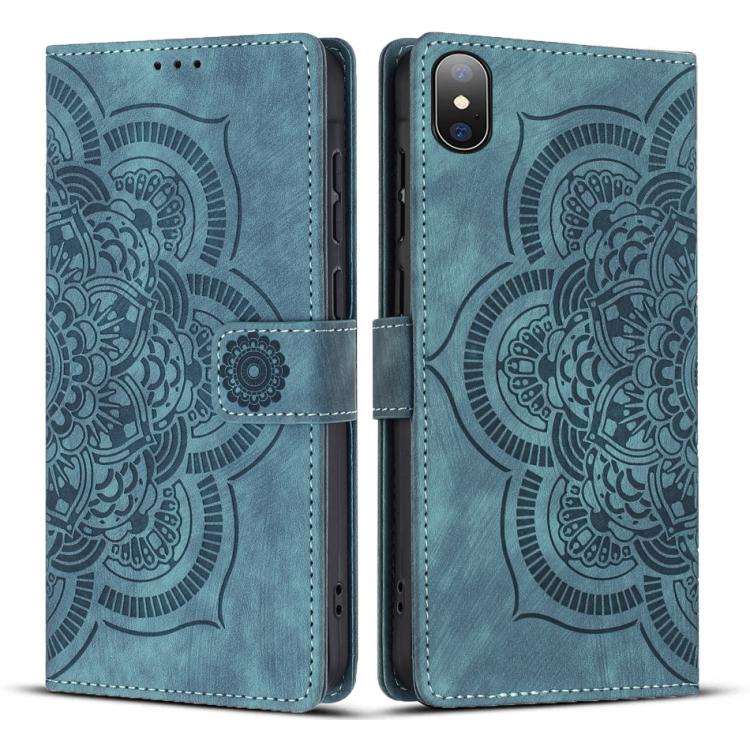 Mandala Embossed Retro Frosted Leather Phone Case, For iPhone 11, For iPhone 11 Pro, For iPhone X / XS, For iPhone XR