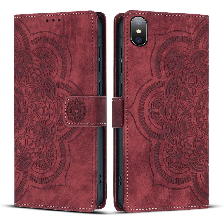 Mandala Embossed Retro Frosted Leather Phone Case, For iPhone XS Max, For iPhone 7 Plus / 8 Plus