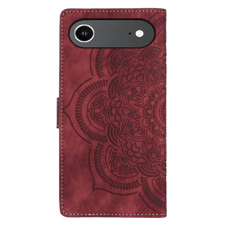Mandala Embossed Retro Frosted Leather Phone Case, For iPhone 16e, For iPhone 16 Pro Max, For iPhone 16 Pro, For iPhone 16 Plus