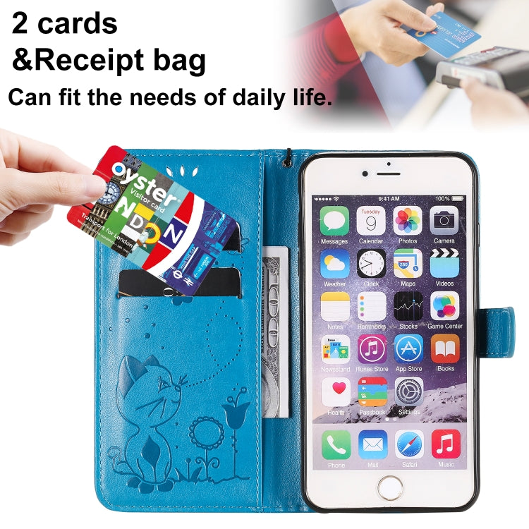 Cat Bee Embossing Pattern Shockproof Horizontal Flip Leather Case with Holder & Card Slots & Wallet, For iPhone 6 Plus, For iPhone 6, For iPhone 8 Plus / 7 Plus, For iPhone 7 / 8 / SE 2022 / SE 2020