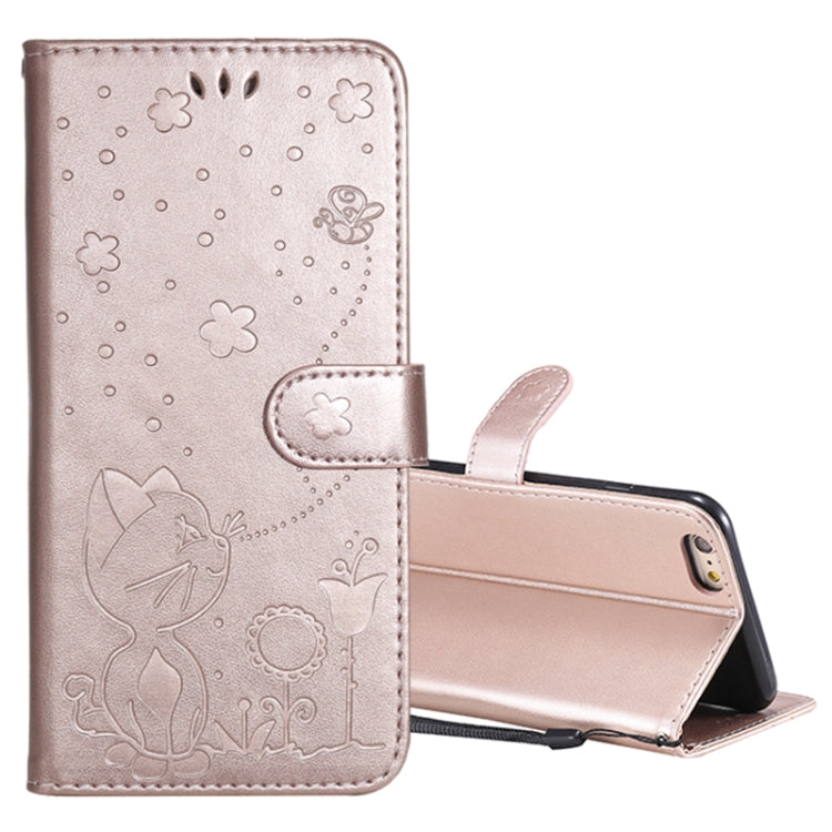 Cat Bee Embossing Pattern Shockproof Horizontal Flip Leather Case with Holder & Card Slots & Wallet, For iPhone 6 Plus, For iPhone 6, For iPhone 8 Plus / 7 Plus, For iPhone 7 / 8 / SE 2022 / SE 2020