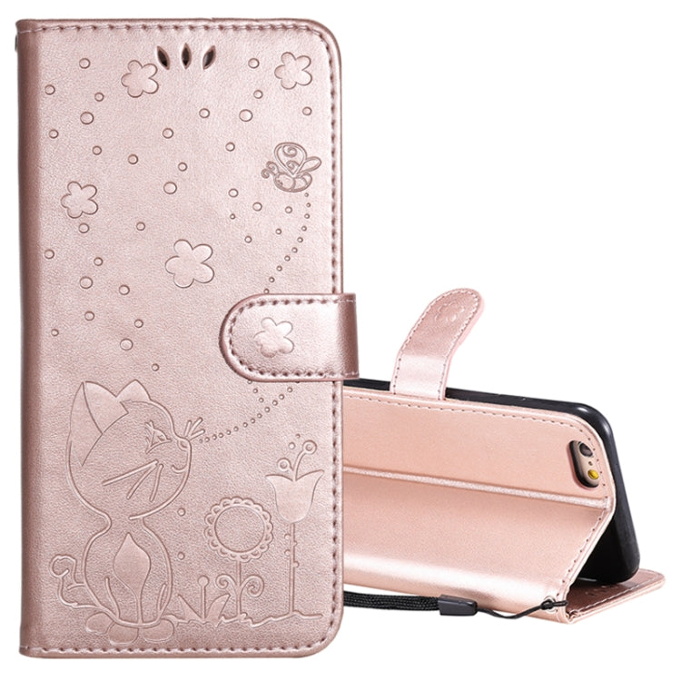 Cat Bee Embossing Pattern Shockproof Horizontal Flip Leather Case with Holder & Card Slots & Wallet, For iPhone 6 Plus, For iPhone 6, For iPhone 8 Plus / 7 Plus, For iPhone 7 / 8 / SE 2022 / SE 2020