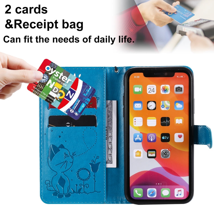 Cat Bee Embossing Pattern Shockproof Horizontal Flip Leather Case with Holder & Card Slots & Wallet, For iPhone 11, For iPhone 11 Pro, For iPhone 11 Pro Max, For iPhone 12 mini