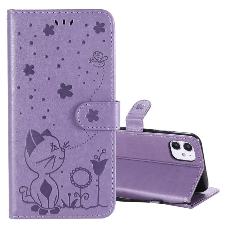 Cat Bee Embossing Pattern Shockproof Horizontal Flip Leather Case with Holder & Card Slots & Wallet, For iPhone 11, For iPhone 11 Pro, For iPhone 11 Pro Max, For iPhone 12 mini