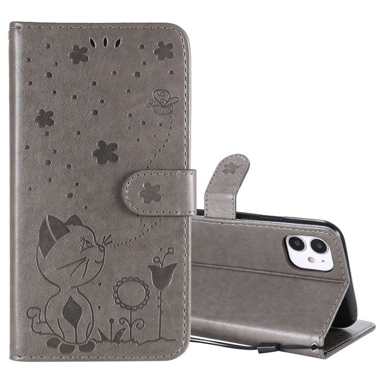 Cat Bee Embossing Pattern Shockproof Horizontal Flip Leather Case with Holder & Card Slots & Wallet, For iPhone 11, For iPhone 11 Pro, For iPhone 11 Pro Max, For iPhone 12 mini