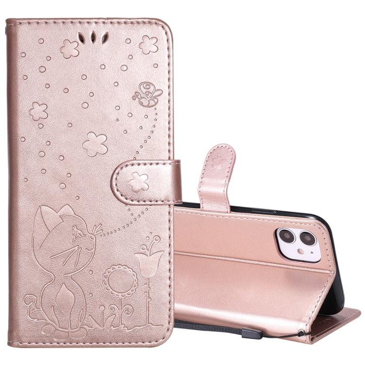 Cat Bee Embossing Pattern Shockproof Horizontal Flip Leather Case with Holder & Card Slots & Wallet, For iPhone 11, For iPhone 11 Pro, For iPhone 11 Pro Max, For iPhone 12 mini