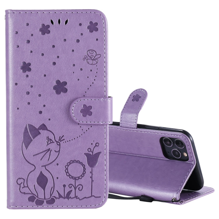 Cat Bee Embossing Pattern Shockproof Horizontal Flip Leather Case with Holder & Card Slots & Wallet, For iPhone 11, For iPhone 11 Pro, For iPhone 11 Pro Max, For iPhone 12 mini