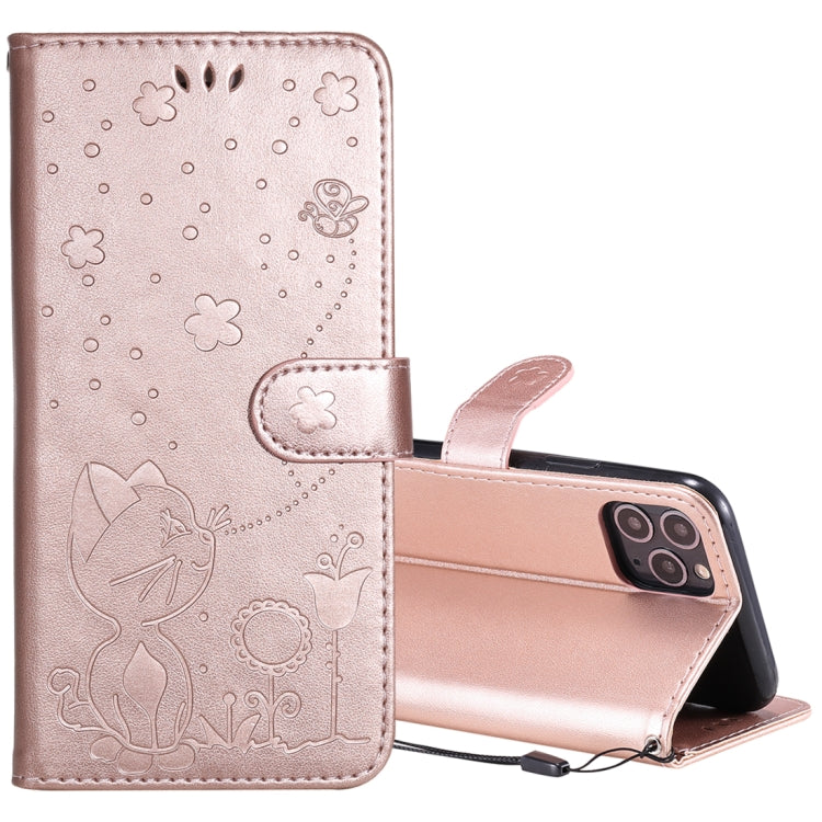 Cat Bee Embossing Pattern Shockproof Horizontal Flip Leather Case with Holder & Card Slots & Wallet, For iPhone 11, For iPhone 11 Pro, For iPhone 11 Pro Max, For iPhone 12 mini