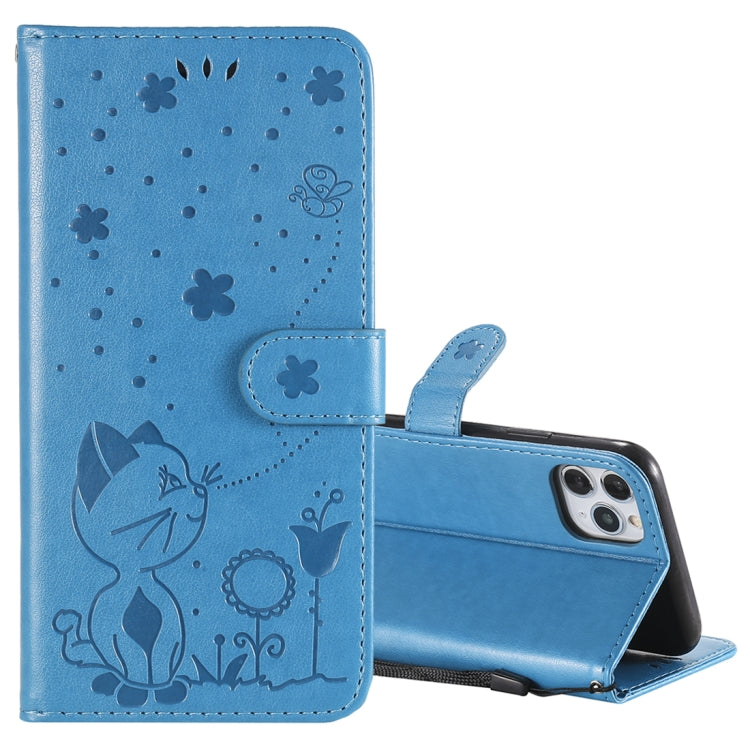Cat Bee Embossing Pattern Shockproof Horizontal Flip Leather Case with Holder & Card Slots & Wallet, For iPhone 11, For iPhone 11 Pro, For iPhone 11 Pro Max, For iPhone 12 mini
