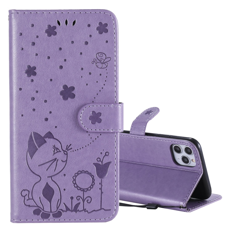 Cat Bee Embossing Pattern Shockproof Horizontal Flip Leather Case with Holder & Card Slots & Wallet, For iPhone 11, For iPhone 11 Pro, For iPhone 11 Pro Max, For iPhone 12 mini