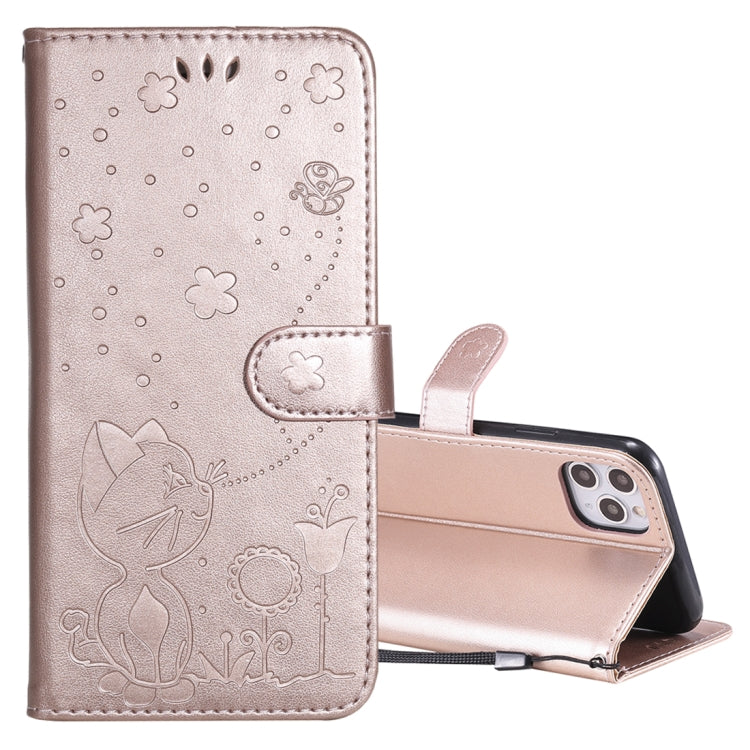 Cat Bee Embossing Pattern Shockproof Horizontal Flip Leather Case with Holder & Card Slots & Wallet, For iPhone 11, For iPhone 11 Pro, For iPhone 11 Pro Max, For iPhone 12 mini