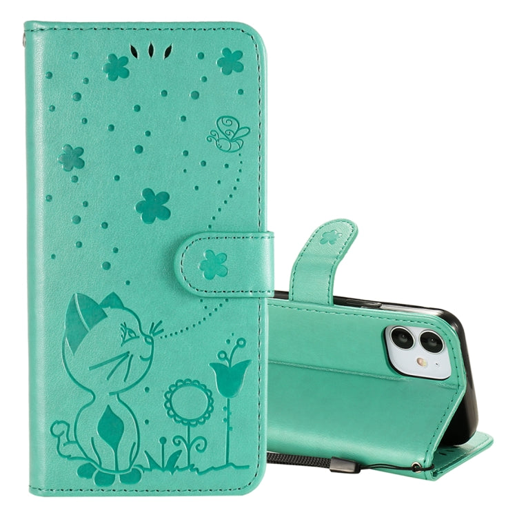 Cat Bee Embossing Pattern Shockproof Horizontal Flip Leather Case with Holder & Card Slots & Wallet, For iPhone 11, For iPhone 11 Pro, For iPhone 11 Pro Max, For iPhone 12 mini