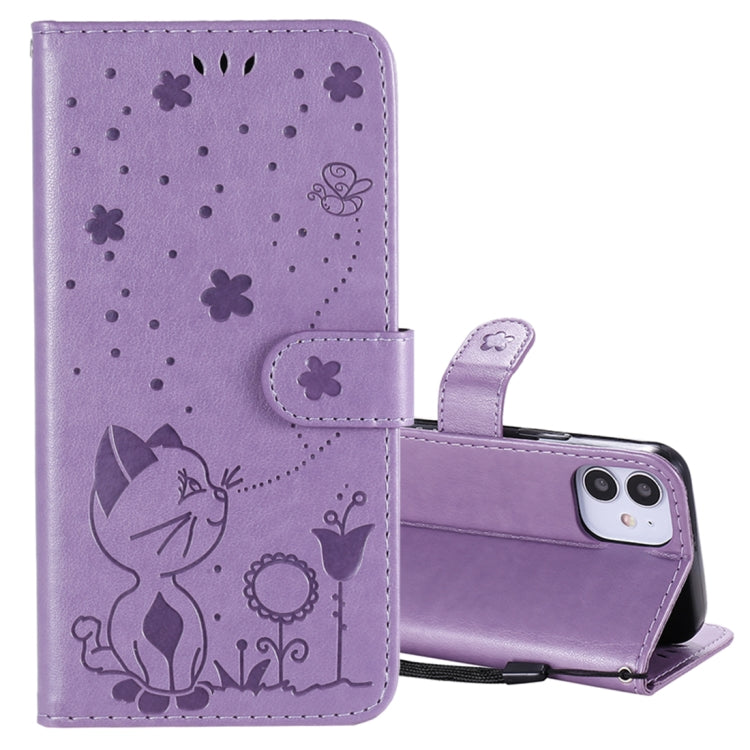 Cat Bee Embossing Pattern Shockproof Horizontal Flip Leather Case with Holder & Card Slots & Wallet, For iPhone 11, For iPhone 11 Pro, For iPhone 11 Pro Max, For iPhone 12 mini